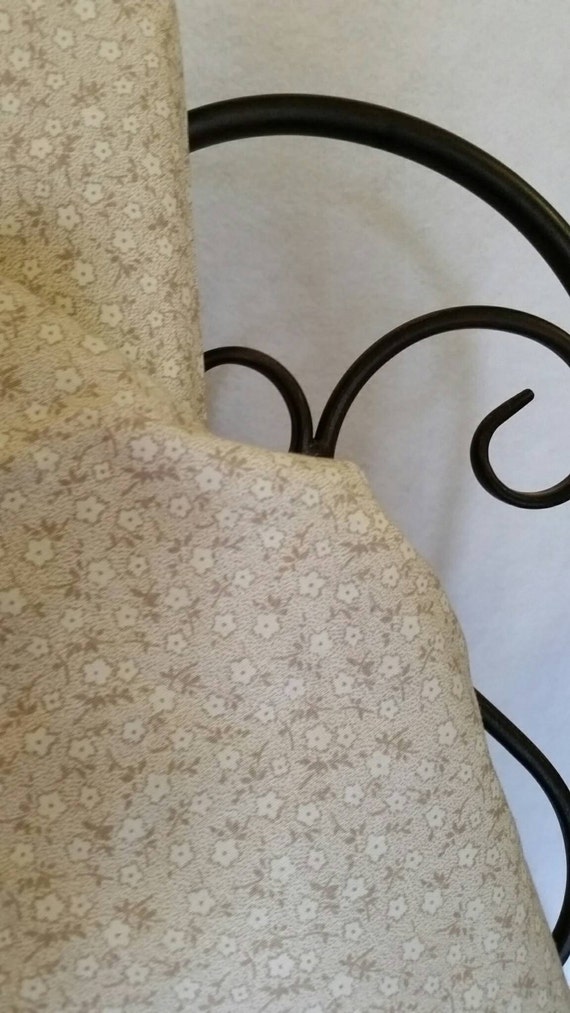 Free Shipping 100 Percent Quilting Cotton Dainty White and Eggshell Flowers on a White Background Sewing, Crafting, Quilting Fabric