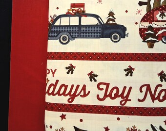 Christmas Quilting Fabric Bundle Featuring Old Cars, Trees and Campers, 3-1 Yard Cuts, 100 Percent Cotton Quilting Fabric, Free Shipping