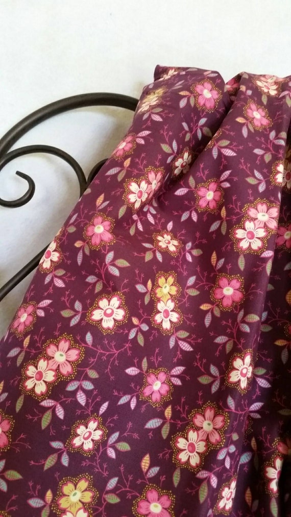 Free Shipping By The Yard 100 Percent Quilting Cotton with Wine Colored Background, Quilting, Sewing, Crafting Fabric