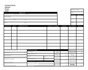 Small Business Invoice, Printable Invoice Download PDF for Immediate Printing, Digital Invoice, Business Template Sales Invoice, Order Form