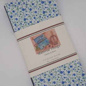 8 Fat Quarters in Fabric Bundle, White and Blue 100% Cotton, Quilting, Sewing and Crafting Fabric Free Shipping 18&quot; x 22&quot; Quilt Shop Quality