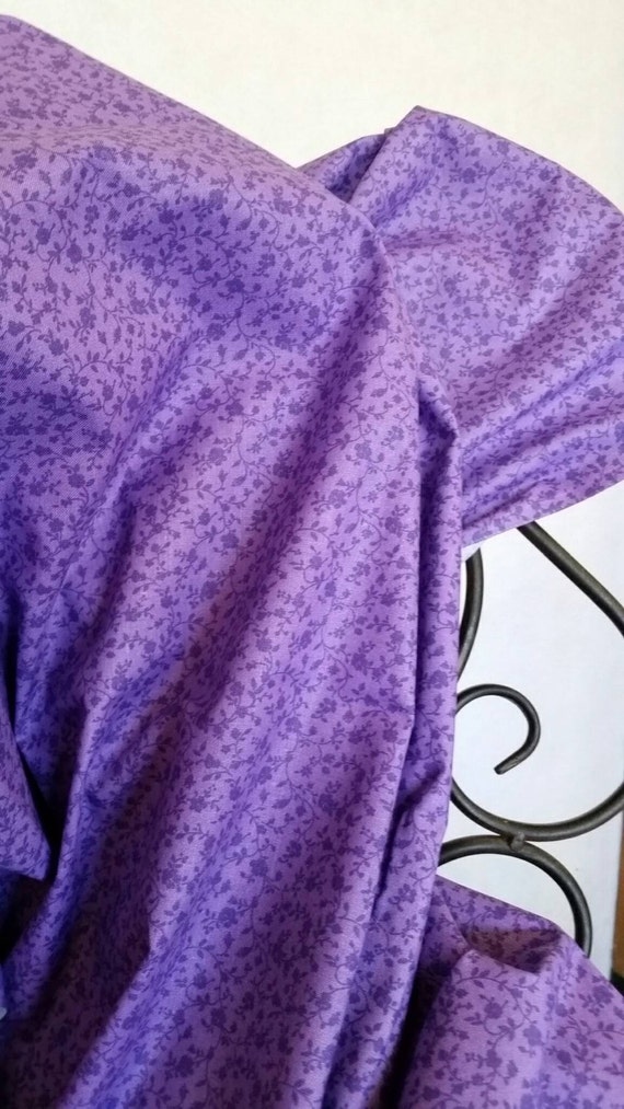 Free Shipping 100 Percent Quilting Cotton Purple Flowers on a Vivid Purple Background Tone on Tone By The Yard