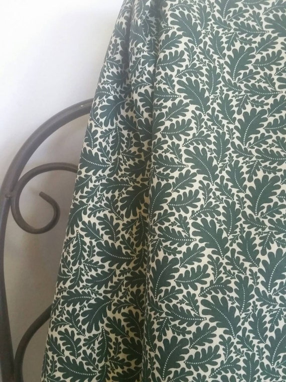 MDG Dark Green Oak Leaves on Light Tan Background 100 Percent Cotton Quilting Crafting Fabric Free Shipping