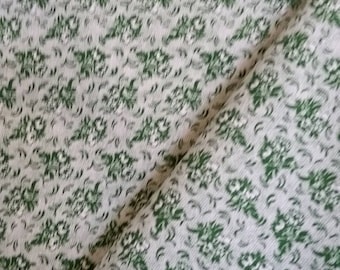 2 Yard Sale Bundle Free Shipping Quilting Fabric, 100 Percent Cotton Green Flowers on White Background