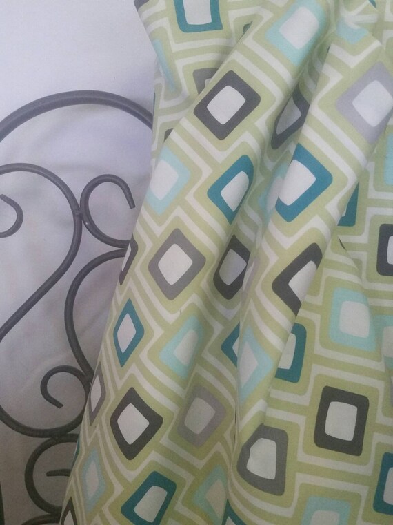 Free Shipping Quilting Fabric, 100 Percent Cotton Geometric Boxes Teal, Black, and Grey, Hiome Decor, Crafting, Sewing, Quilting Fabric