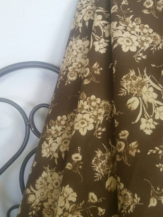 Dark Brown Background With Tan Sprays of Flowers MDG 100 Percent Quilting and Crafting Fabric 54" Wide for Quilt LInings Free Shipping