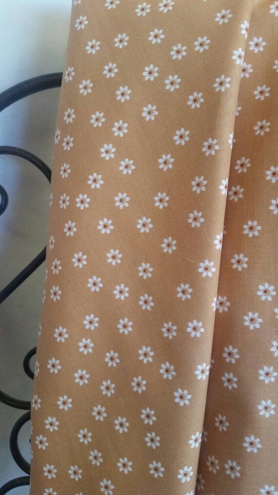 Riley Blake Sew Cherry 2 by Lori Holt Small White Daisies on Nutmeg Background 100 Percent Cotton for Quilting and Crafting Free Shipping