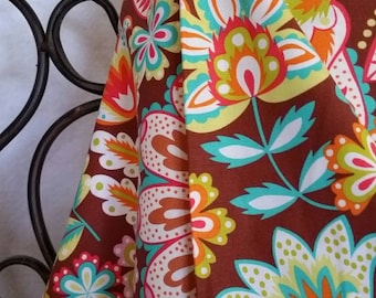 2 yard sale bundle of Michael Miller Ice Blue and Burnt Orange Flower Cotton fabric for Quilting, Crafting, and Sewing