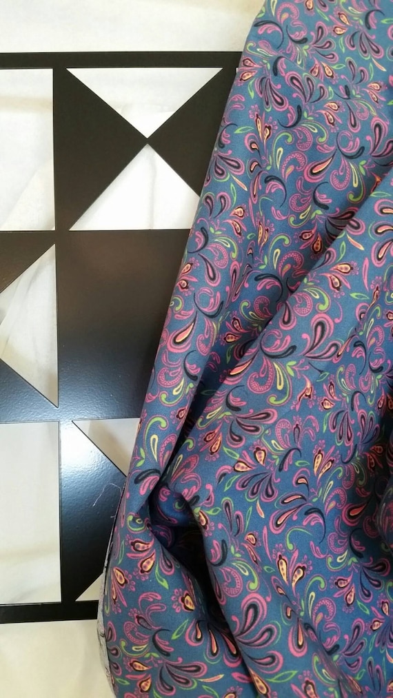 Free Shipping Quilting Fabric, 100 Percent Cotton Purple with Teal Accents By the Yard Fabric