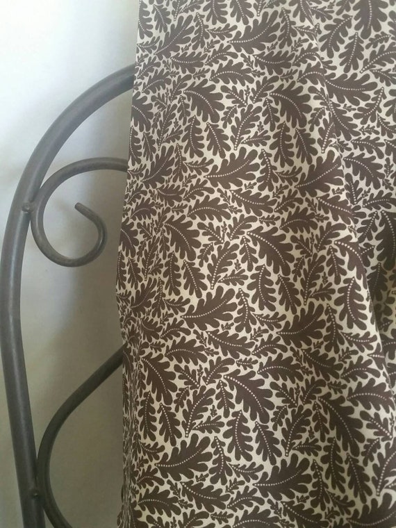 MDG Dark Brown Oak Leaves on Light Tan Background 100 Percent Cotton Quilting Crafting Fabric Free Shipping