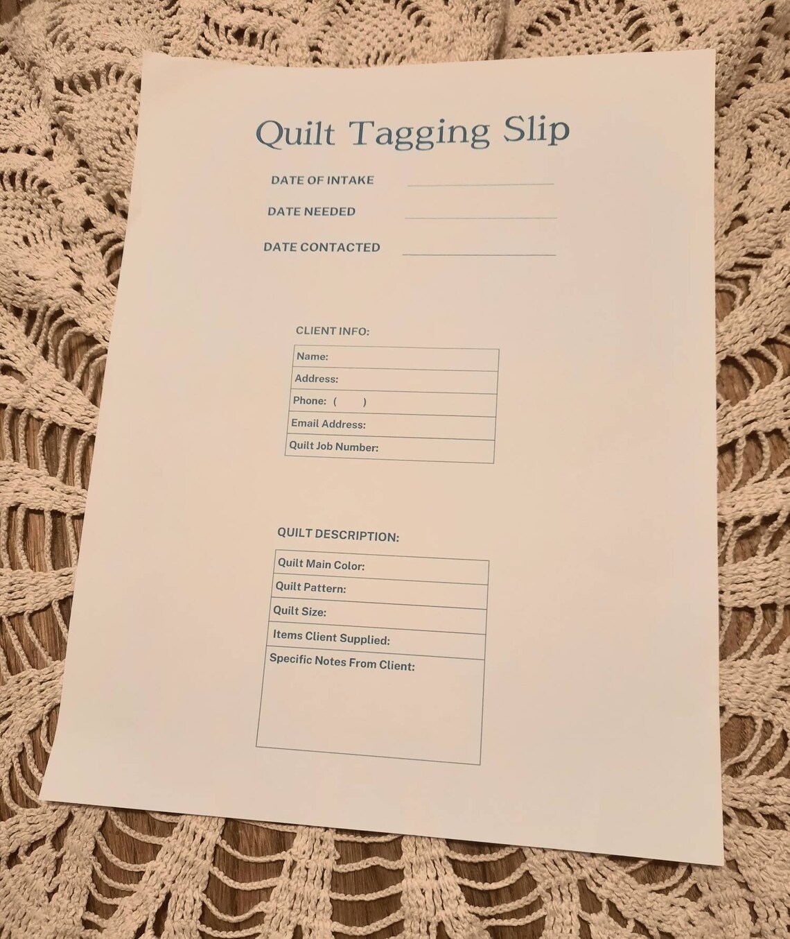 Printable Home Quilting Business Invoice/sales Order and Etsy