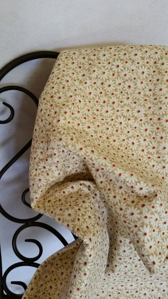 Free Shipping Quilting Fabric, 100 Percent CottonTan with Burgundy Centers