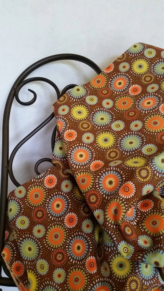 Free Shipping Quilting Fabric, 100 Percent Cotton Geometric flowers on a Field of Brown Sewing, Crafting, Quilting Fabric