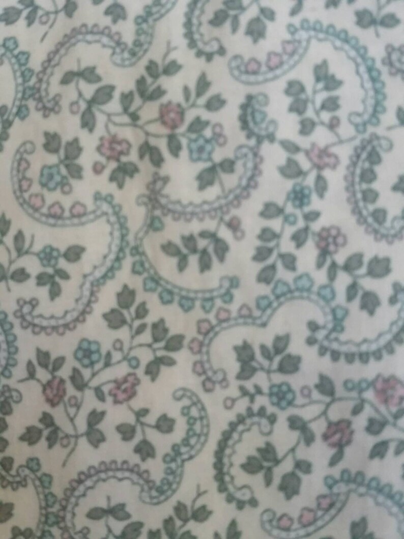 General Fabrics Company Dainty Pink & Blue Flowers on Eggshell Etsy