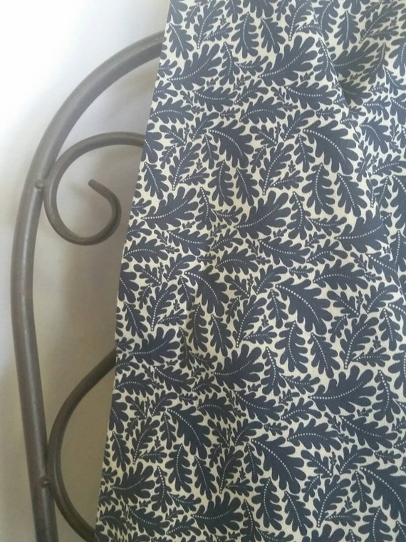 MDG Navy Blue Oak Leaves on Light Tan Background 100 Percent Cotton Quilting Crafting Fabric Free Shipping
