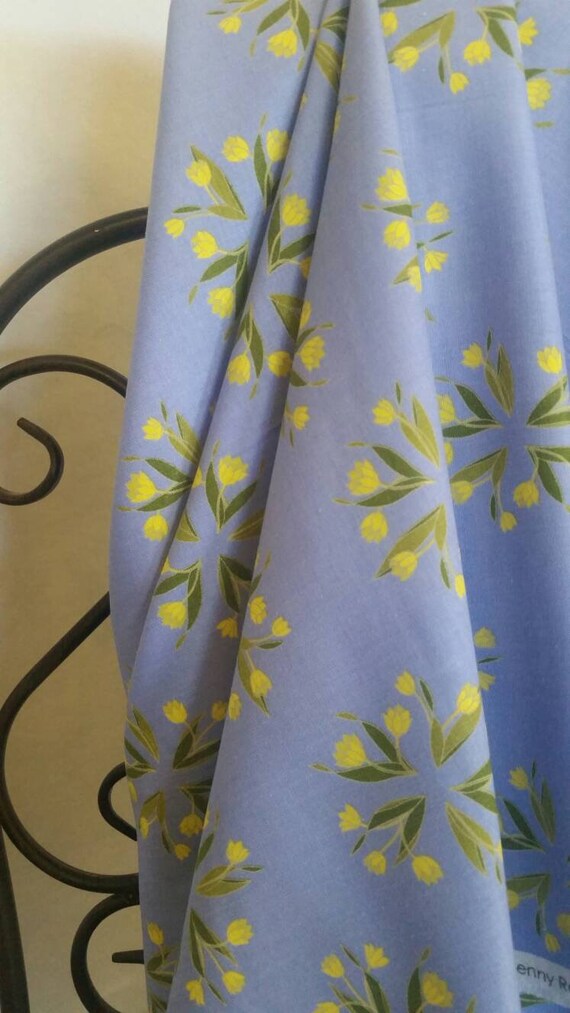 Penny Rose This and That by Jill Finley Periwinkle Blue Background 100 Percent Cotton Fabric for Quilting, Crafting and Sewing Free Shipping