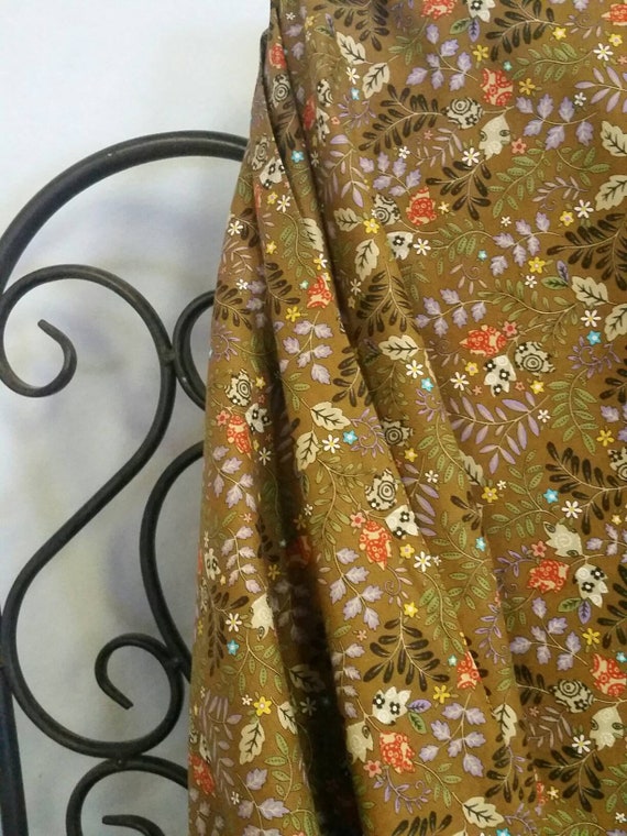 RJR Bird Song by Yukon Hasegawa Assorted Colors of Leaves and Tiny Flowers on Tan Background 100 Percent Cotton Free Shipping Fabric
