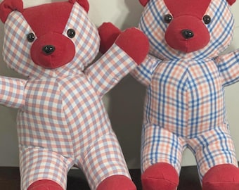 Custom Shirt Memory Bear, Handmade Memorial Keepsake from Loved One’s Clothes, Sympathy Gift