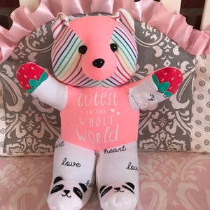 Baby shower,Personalized Memory Bear, new baby gift, Monogrammed Baby Gift, Memory Animal, Stuffed Animal, Bereavement Bear,In loving memory