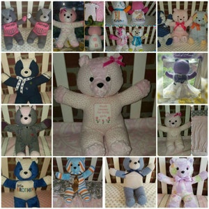 SALE Memory Bear, Memory Stuffed Bear, Keepsake Bear, remembrance bear, bereavement teddy bear made from loved ones clothes, handmade Bear image 6