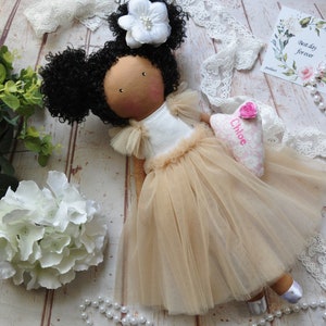 African American doll, black doll, black princess doll, black ballerina doll,  gift for  little girl,  personalized gift, flower girl doll