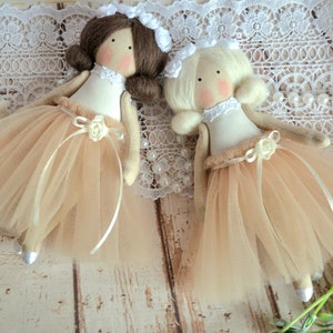 doll 20 cm, flower girl gift, nude dress, bridesmaids' gift, gift for girl, flower girl proposal, personalized doll, flower girl doll image 1