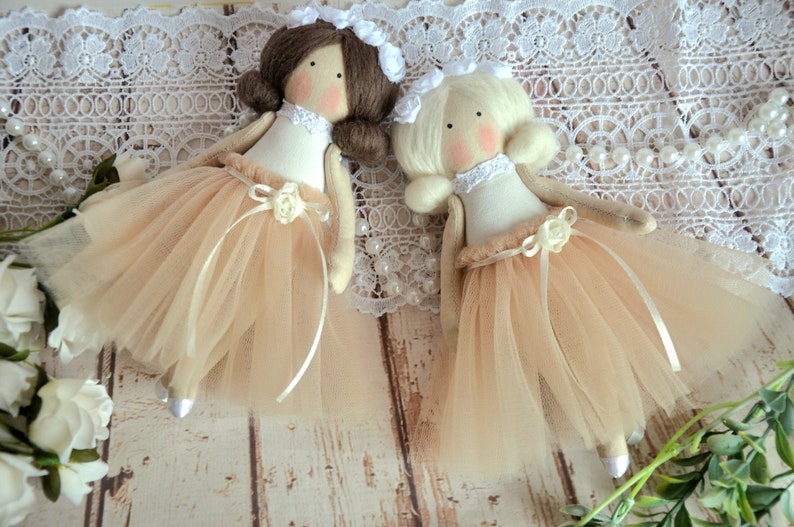 doll 20 cm, flower girl gift, nude dress, bridesmaids' gift, gift for girl, flower girl proposal, personalized doll, flower girl doll image 1