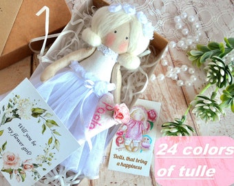 flower girl doll, proposal rag doll 8", bridesmaids gift, flower girl gift, custom doll, handmade doll, fabric doll,  personalized doll