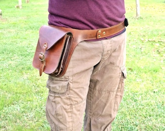 Marsupio in cuoio da uomo, Comodo capiente e resistente Italia