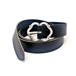 Leather belt with decorated buckle, for historical and pirate costumes