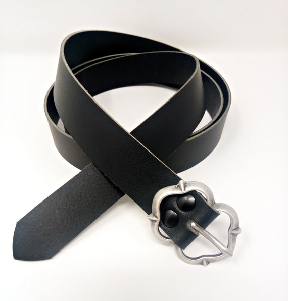 Ceinture Médiévale En Cuir Pleine Fleur - Boucles Triangles Entrelacés En étain - Neuf Avec étiquettes