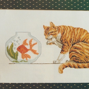 Cross Stich PATTERN Stray Cat and Gold Fish GRAPH