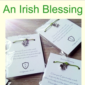An Irish Blessing- wedding Favours - friendship bracelet - lucky Bracelet - Good Fortune -care bracelet