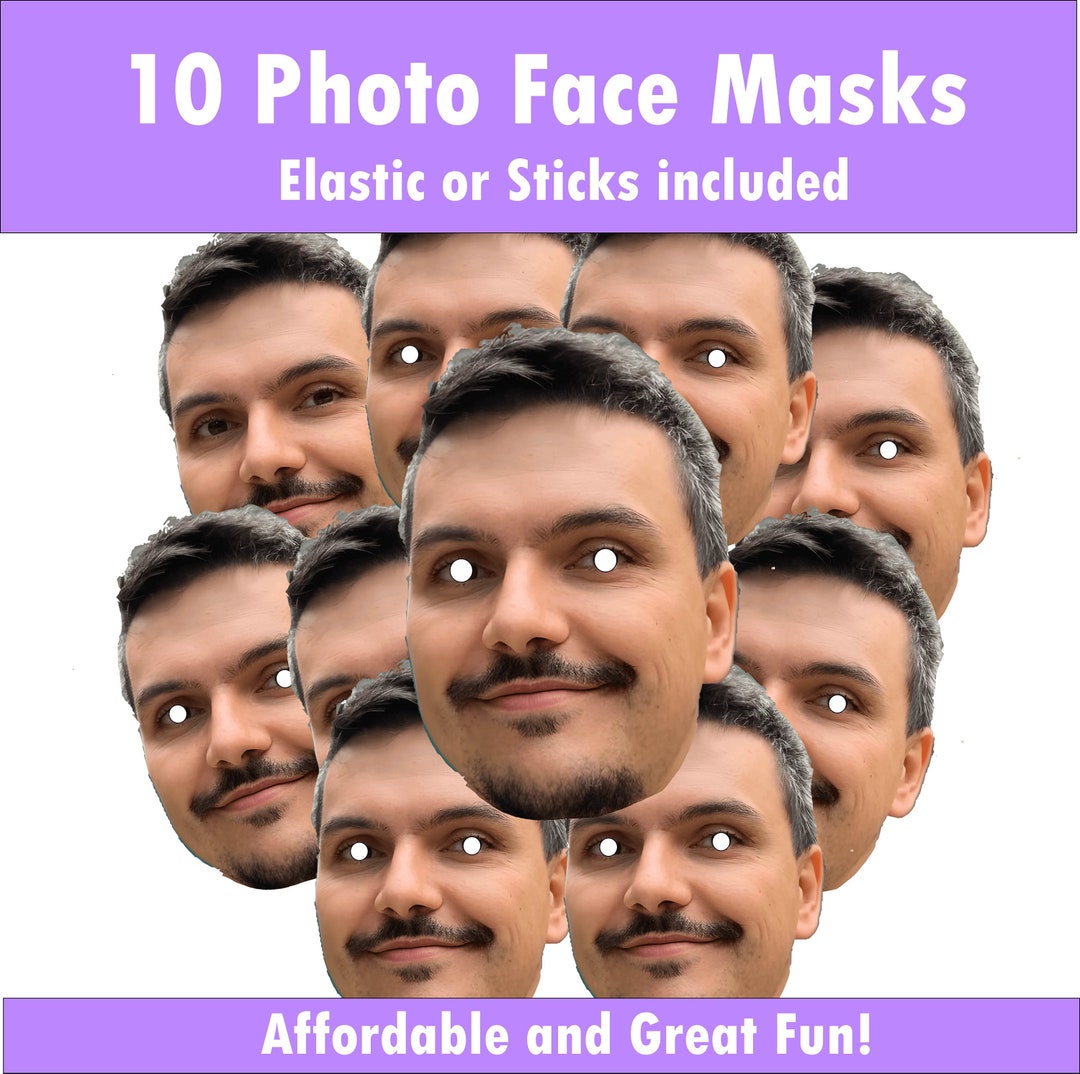 10 PACK Photo Mask Personalised Custom Photo Face Masks Hen Etsy