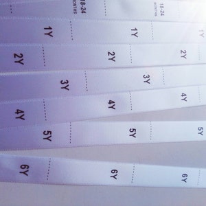 Printed Garment Age Tags - Foldable - Size Labels - 20 Washcare Labels ...