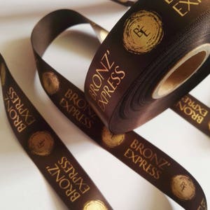 Nastro personalizzato in raso stampato elegante da 25 mm - Nastro personalizzato - Nastro con design personalizzato - Nastro stampato - Nastro con marchio - Logo del marchio sul nastro