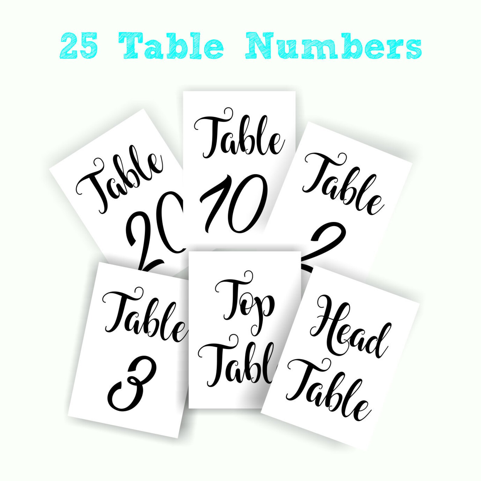 25 Printable Table No's Popular Table Signs Wedding Etsy