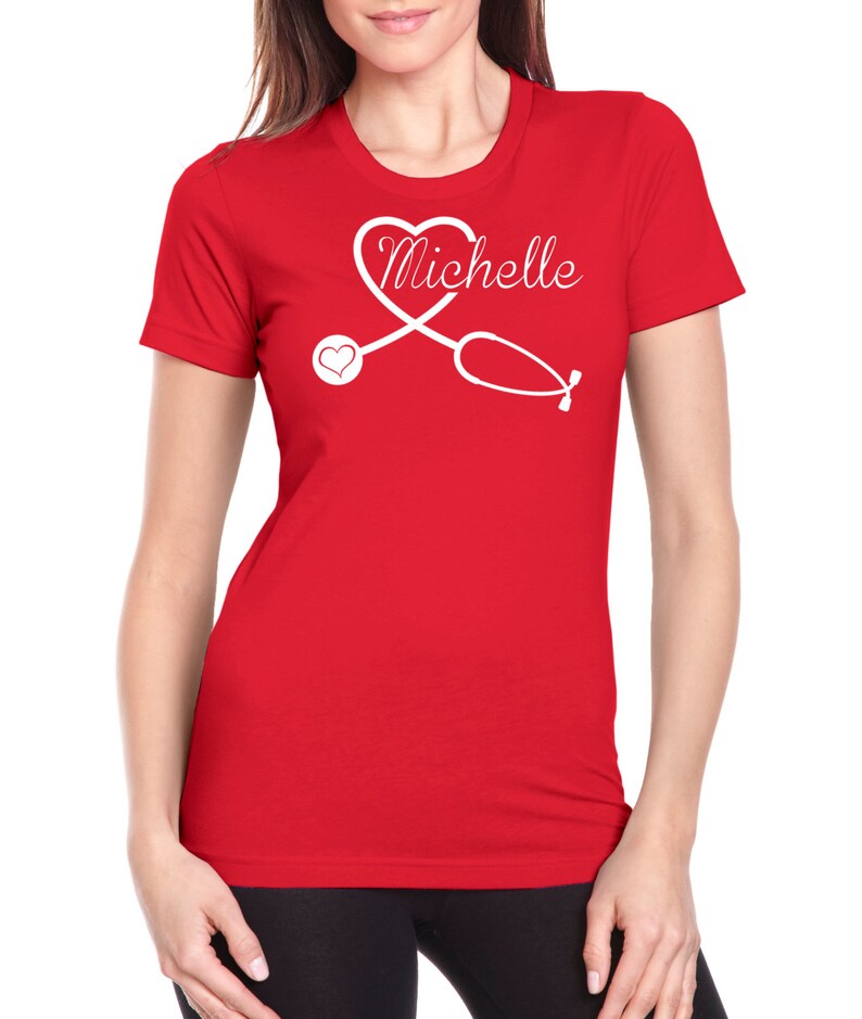 Nurse Stethoscope Heart Shirt Personalized With Name Women Etsy