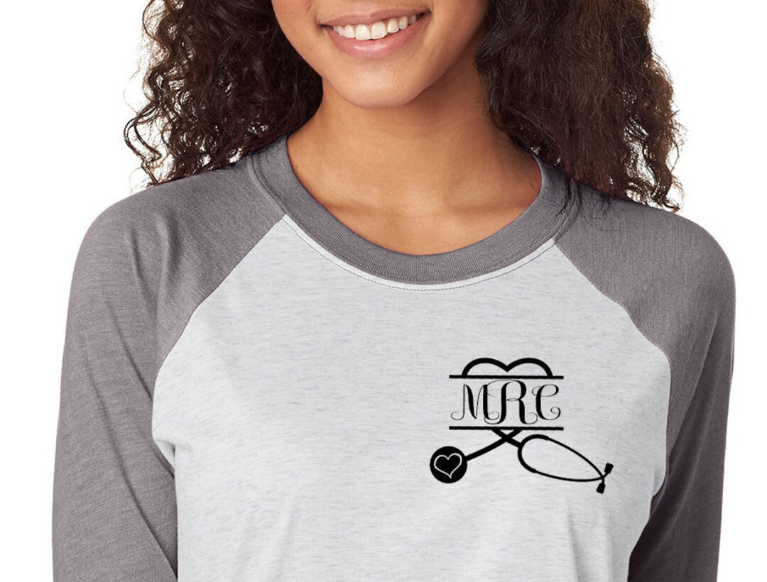 Nurse Stethoscope Heart Shirt Personalized With Monogram Etsy