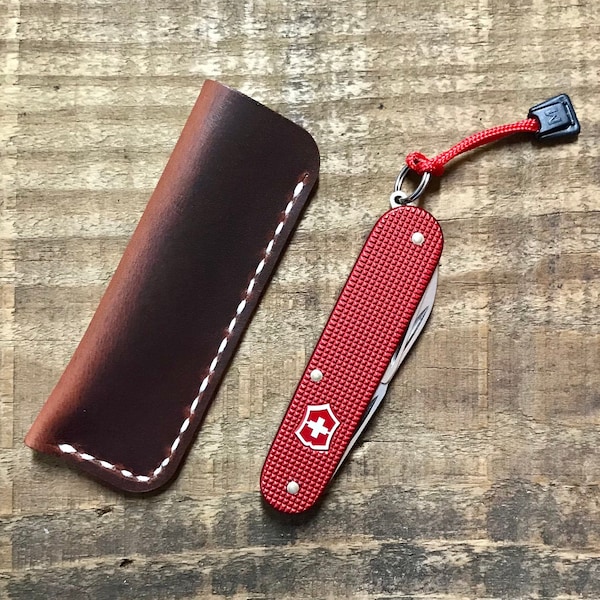 OVERALL SLIP SIZE: Handmade Black Bayou Pocket Slip Leather Folding Knife Sheath