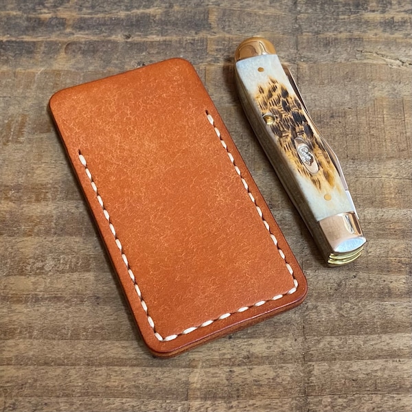 OVERALL SLIP SIZE For Experienced Slip Owners: Handmade Cajun Pocket Slip Leather Folding Knife Sheath Pueblo Vegetable Tanned Leather