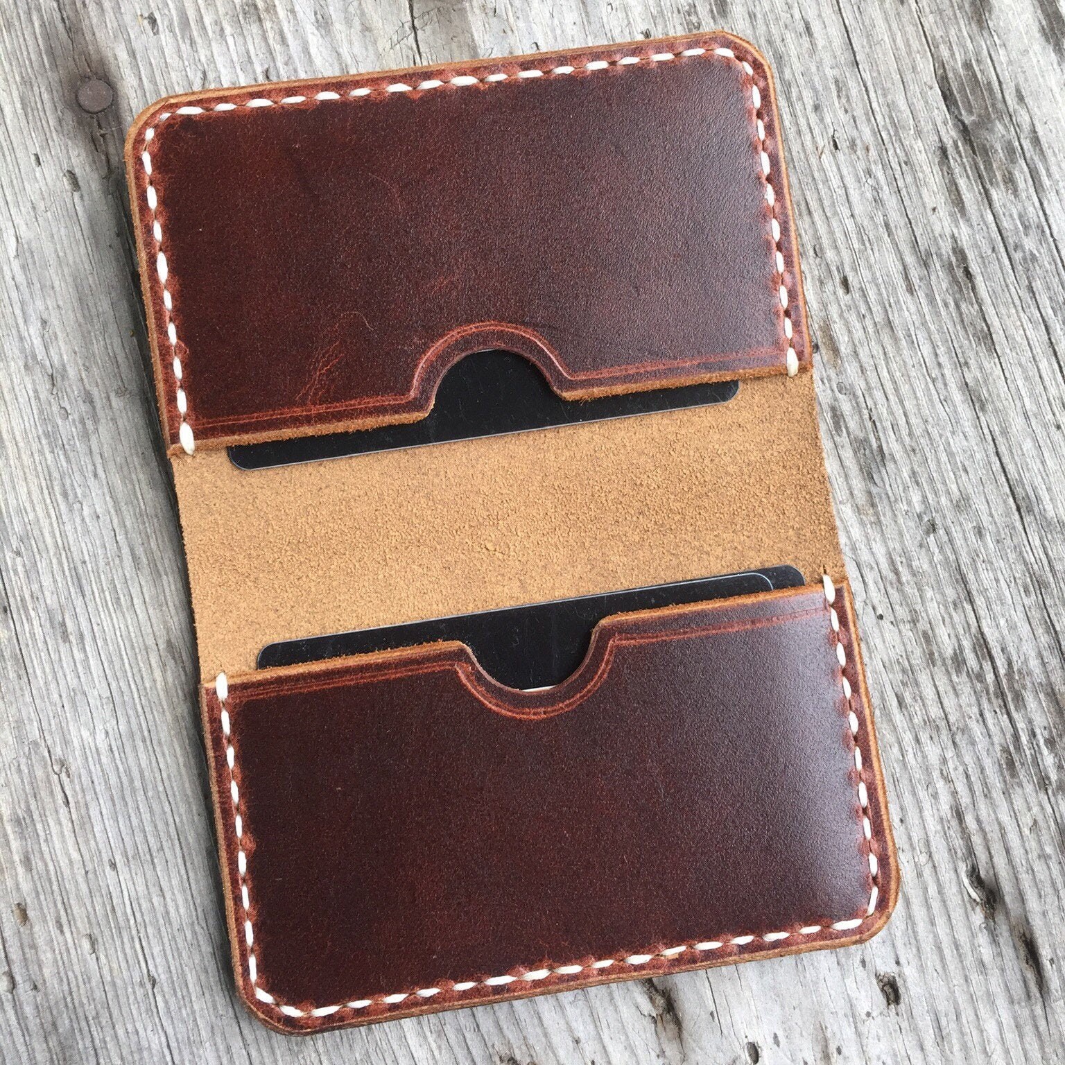 Minimalist Autumn Harvest Leather Wallet With Two Pockets Etsy