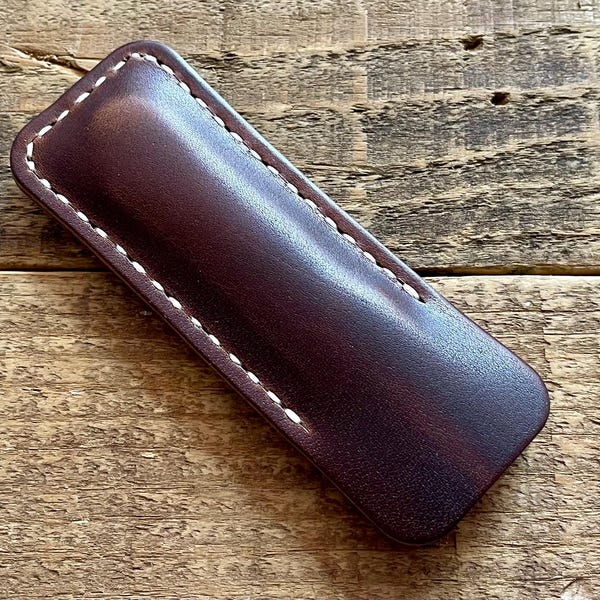 For CASE XX Knives: Handmade Cajun Pocket Slip Leather Folding Knife Sheath