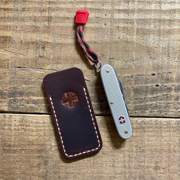 For Victorinox Knives + : Handmade Cajun Pocket Slip Leather Folding Knife Sheath