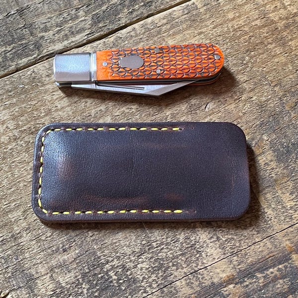 For ROSECRAFT BLADES Knives: Handmade Cajun Pocket Slip Leather Folding Knife Sheath