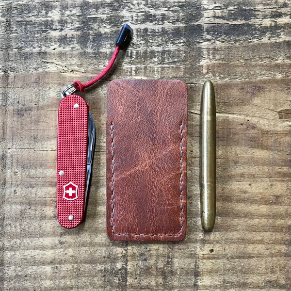 Cajun Pocket Slip | Rustic Tan Leather Sheath | Victorinox | Cadet | Pioneer | SD | Buck | Pocket Knives | Sak | EDC | USA Made