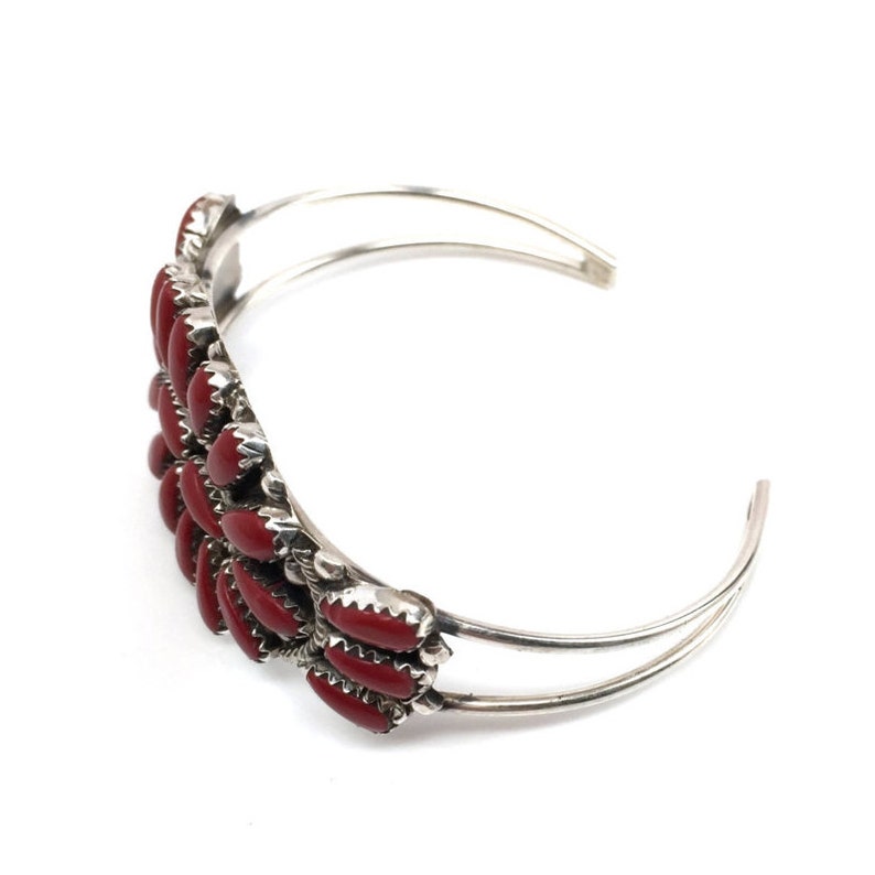 Handmade Native American Navajo Sterling Silver Coral Bracelet