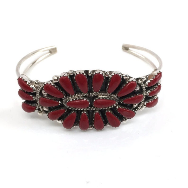 Handmade Native American Navajo Sterling Silver Coral Bracelet