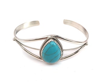 Handmade Native American Navajo Sterling Silver Turquoise Bracelet