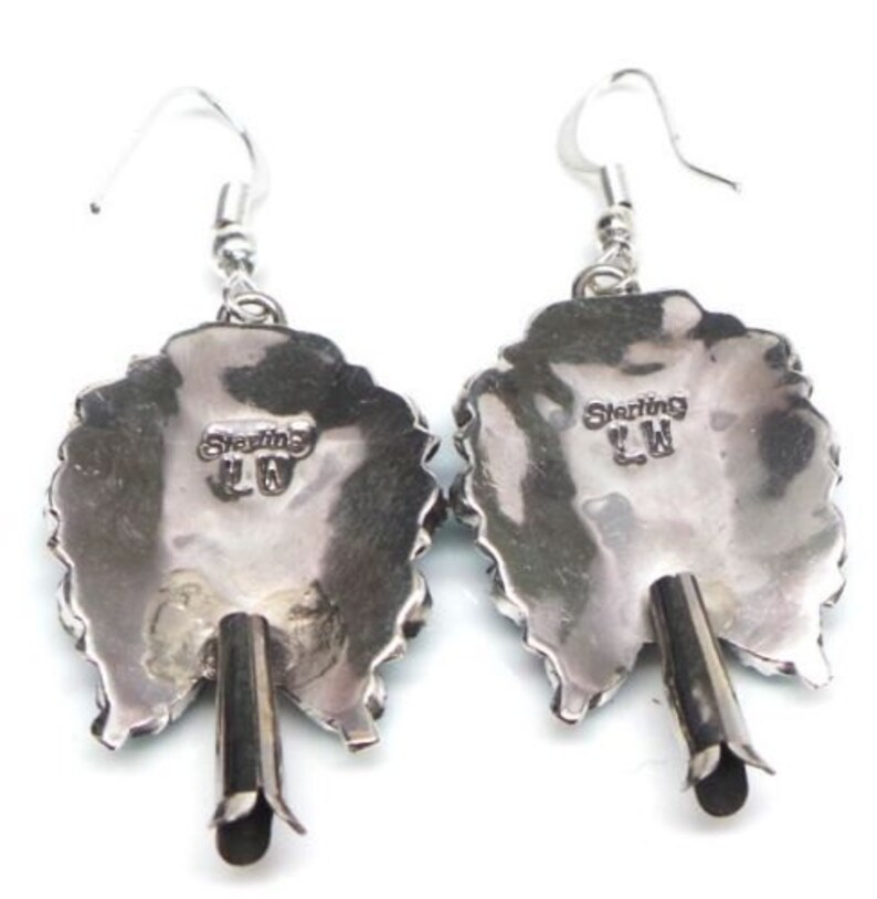 Handmade Native American Navajo Sterling Silver Turquoise French Hook Earrings